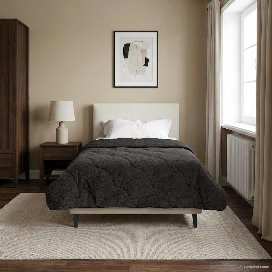 Zomer Dekbed Antraciet 135 x 200 cm Microfiber en Teddy fleece