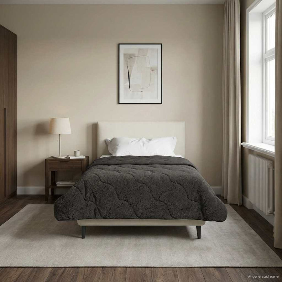 Zomer Dekbed Antraciet 140 x 220 cm Microfiber en Teddy fleece