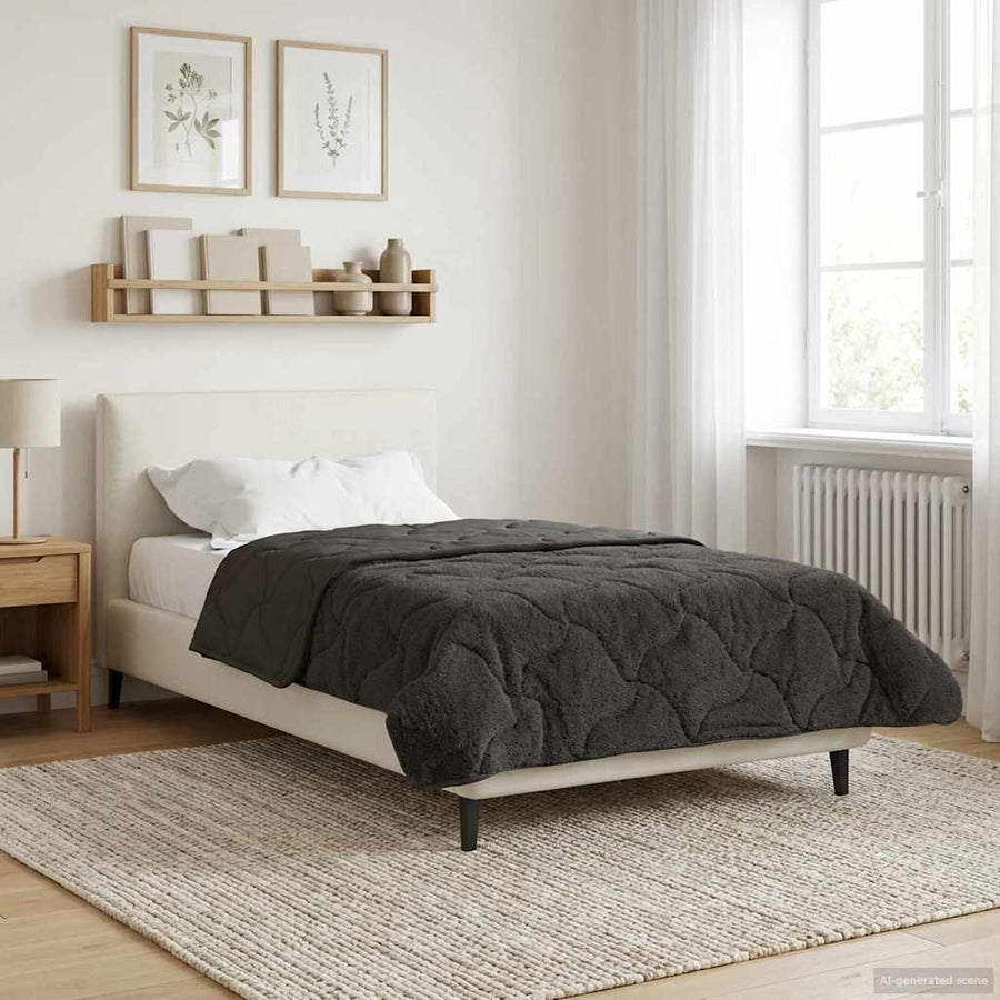 Zomer Dekbed Antraciet 155 x 200 cm Microfiber en Teddy fleece