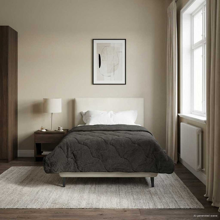 Zomer Dekbed Antraciet 155 x 200 cm Microfiber en Teddy fleece