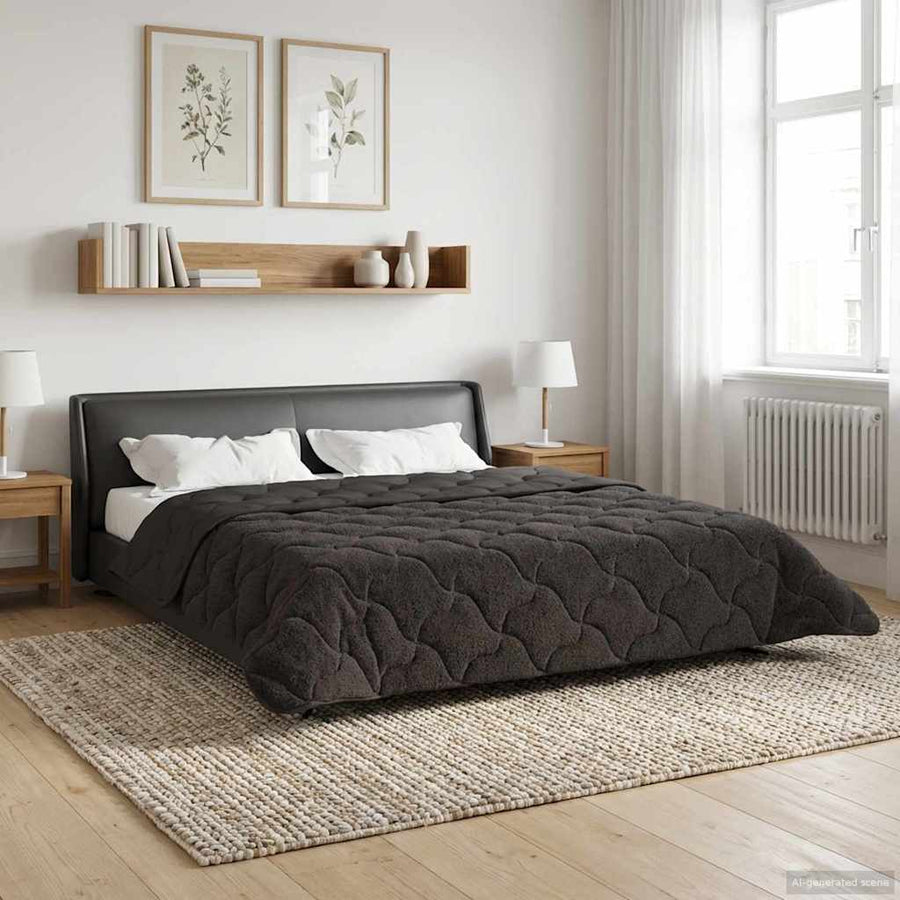 Zomer Dekbed Antraciet 200 x 200 cm Microfiber en Teddy fleece
