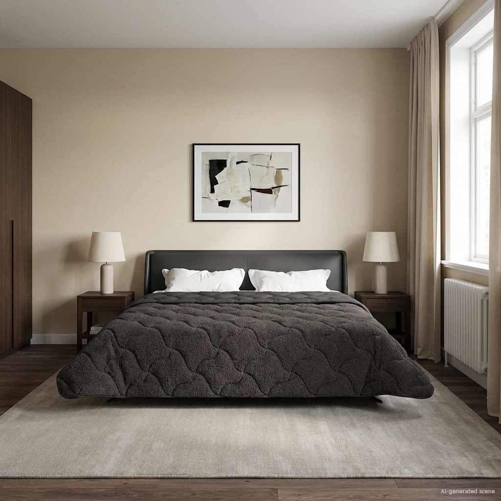 Zomer Dekbed Antraciet 200 x 200 cm Microfiber en Teddy fleece
