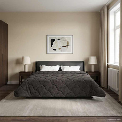 Zomer Dekbed Antraciet 200 x 200 cm Microfiber en Teddy fleece