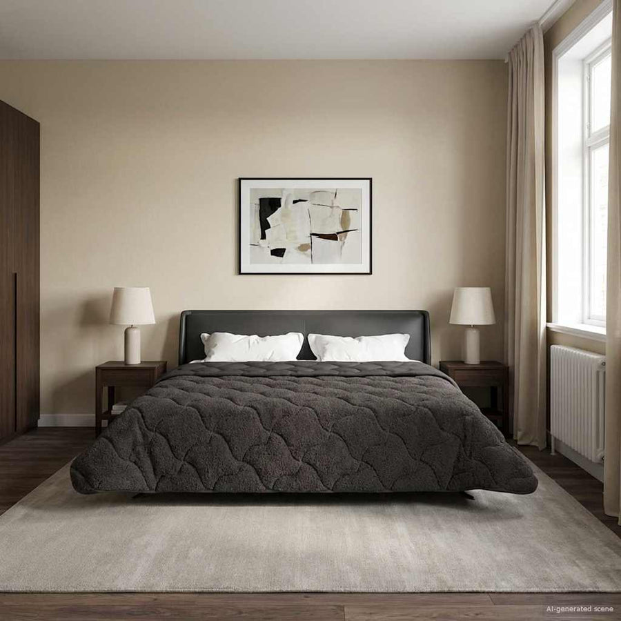 Zomer Dekbed Antraciet 200 x 200 cm Microfiber en Teddy fleece
