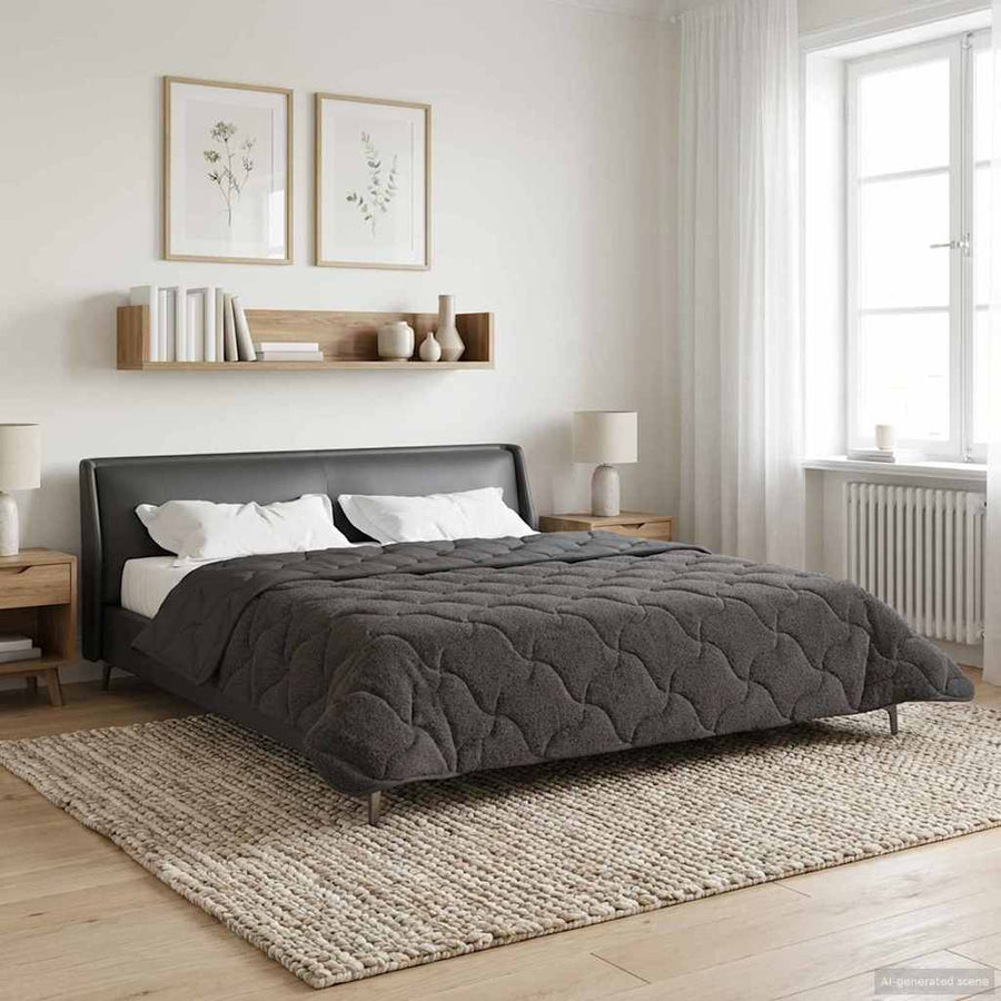 Zomer Dekbed Antraciet 200 x 240 cm Microfiber en Teddy fleece
