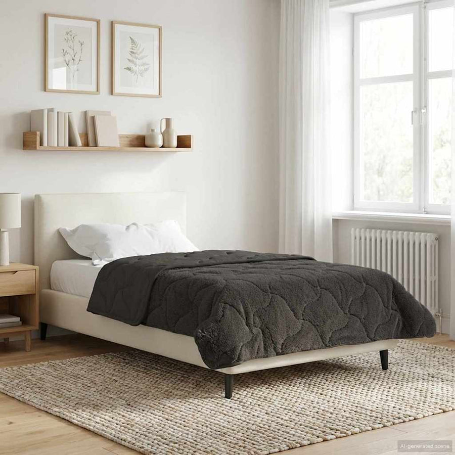 Zomer Dekbed Antraciet 135 x 200 cm Microfiber en Teddy fleece