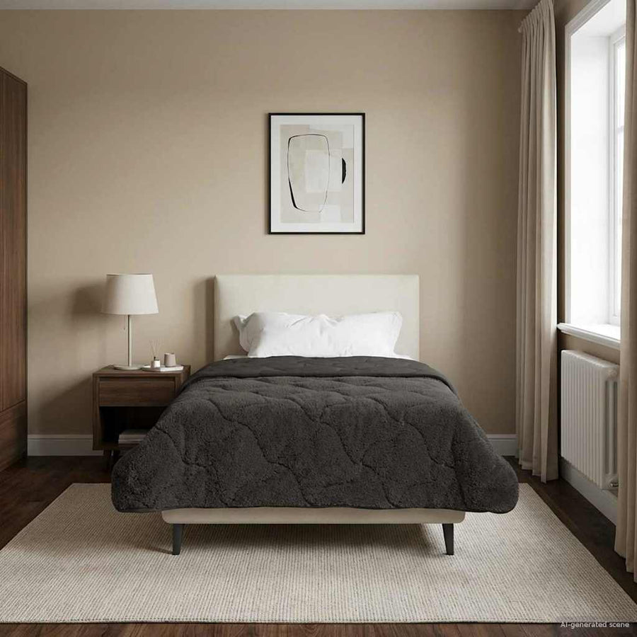 Zomer Dekbed Antraciet 135 x 200 cm Microfiber en Teddy fleece