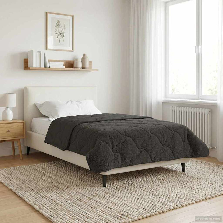 Zomer Dekbed Antraciet 155 x 220 cm Microfiber en Teddy fleece