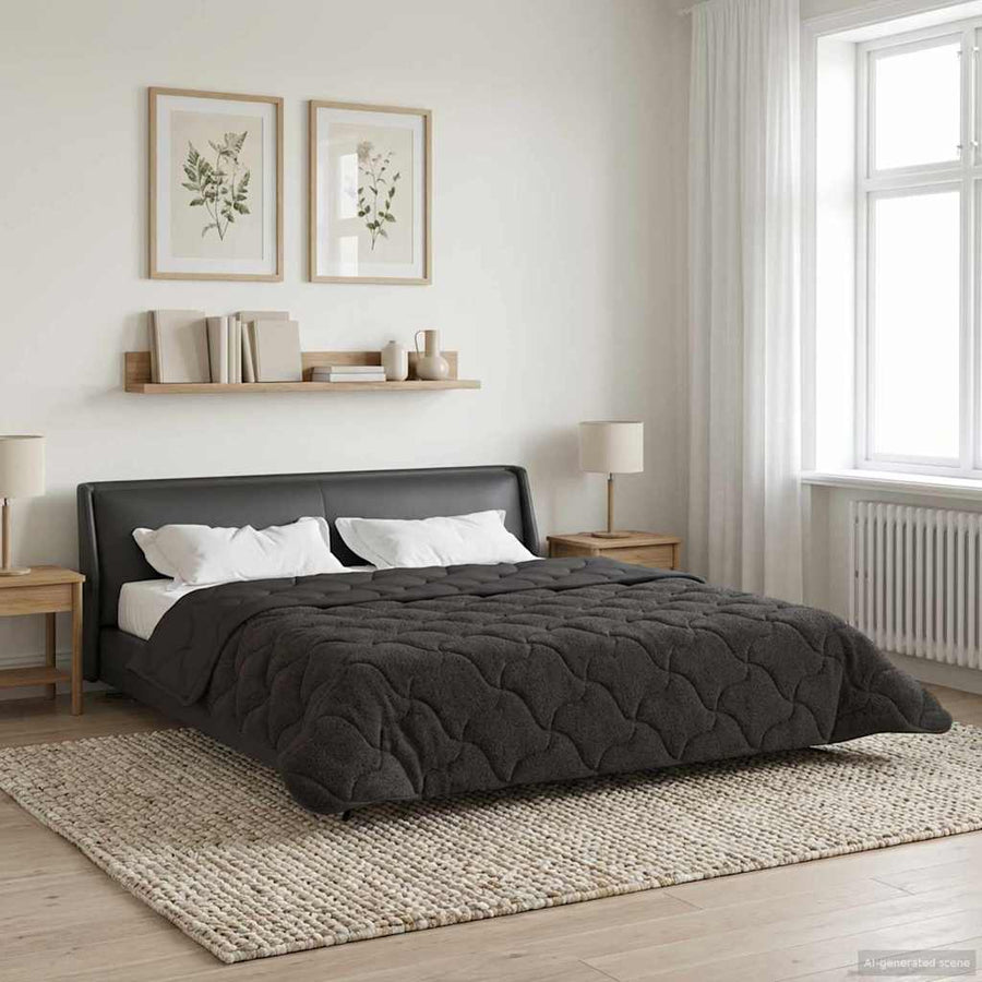 Zomer Dekbed Antraciet 200 x 220 cm Microfiber en Teddy fleece