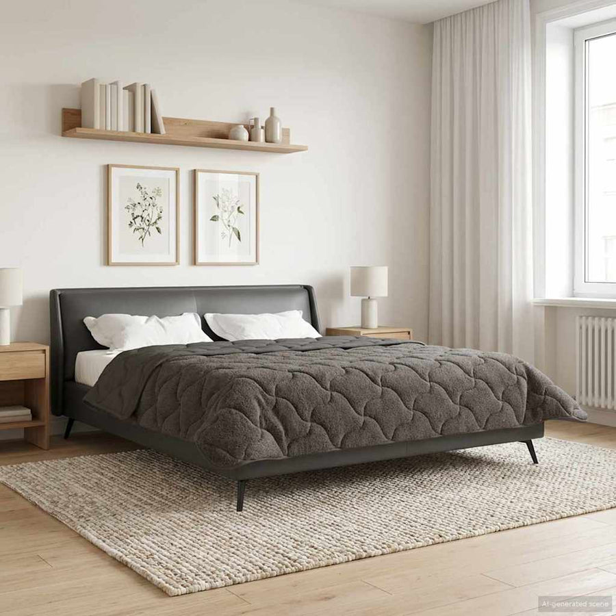Zomer Dekbed Antraciet 220 x 240 cm Microfiber en Teddy fleece