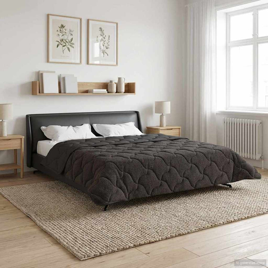 Zomer Dekbed Antraciet 220 x 260 cm Microfiber en Teddy fleece