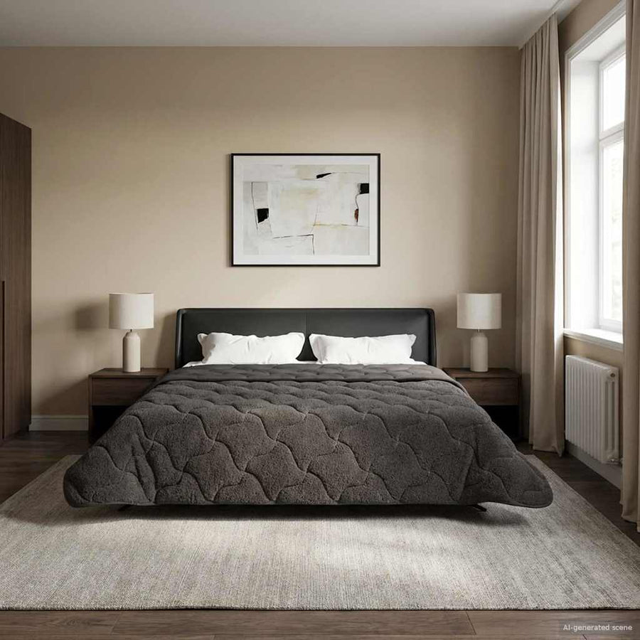 Zomer Dekbed Antraciet 220 x 260 cm Microfiber en Teddy fleece