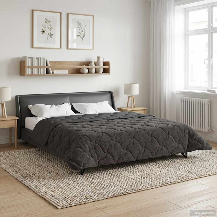Zomer Dekbed Antraciet 240 x 260 cm Microfiber en Teddy fleece