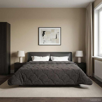 Zomer Dekbed Antraciet 240 x 260 cm Microfiber en Teddy fleece