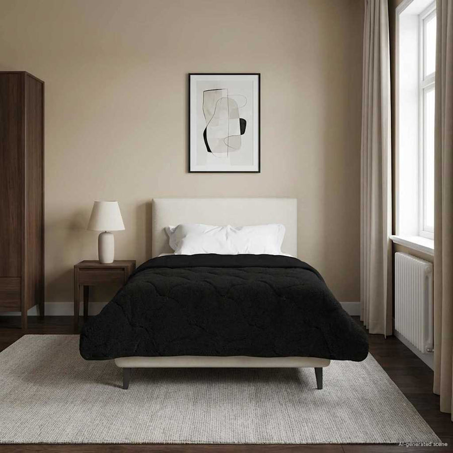 Zomer Dekbed Zwart 135 x 200 cm Microfiber en Teddy fleece