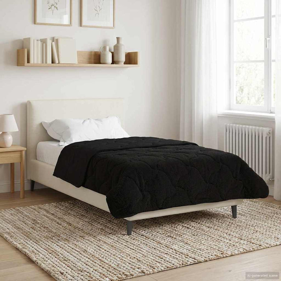 Zomer Dekbed Zwart 140 x 200 cm Microfiber en Teddy fleece