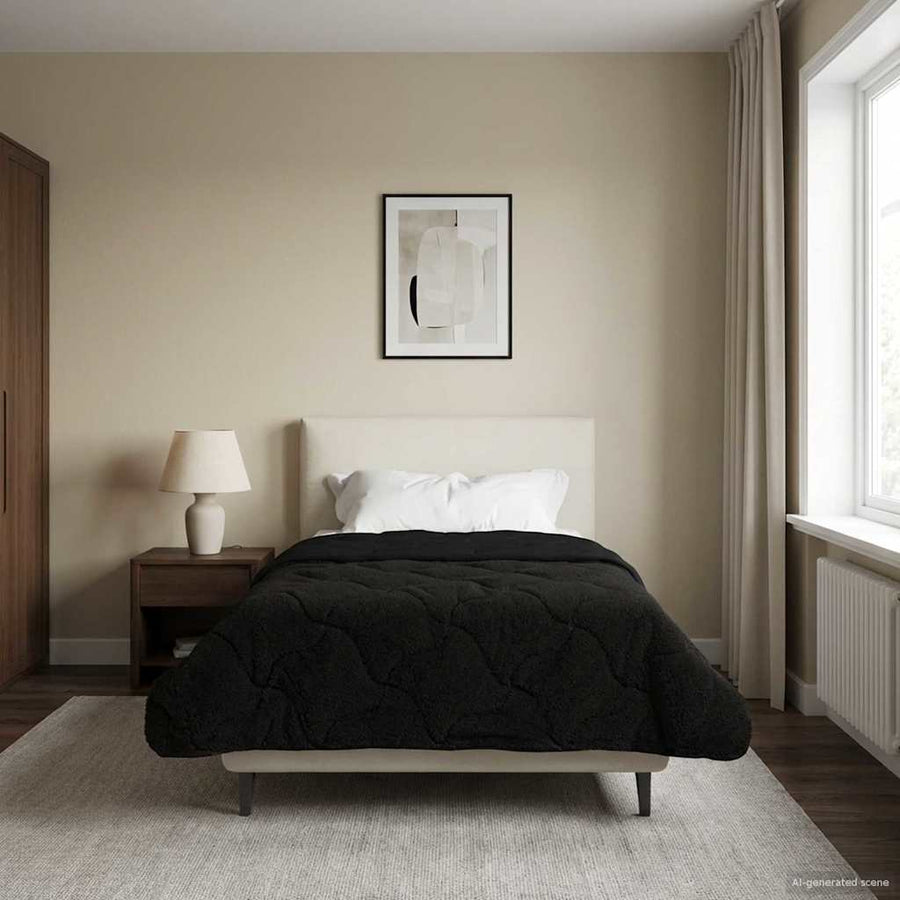 Zomer Dekbed Zwart 140 x 200 cm Microfiber en Teddy fleece