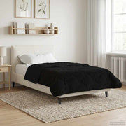 Zomerdekbed 155x200 cm zwart microfiber teddy fleece