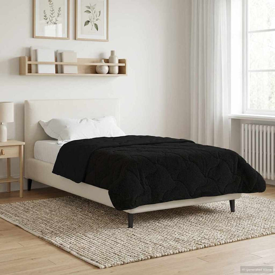 Zomer Dekbed Zwart 155 x 200 cm Microfiber en Teddy fleece