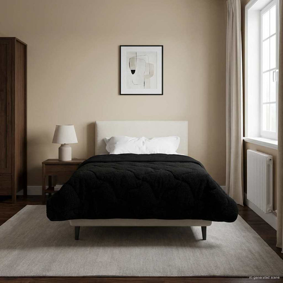 Zomer Dekbed Zwart 155 x 200 cm Microfiber en Teddy fleece