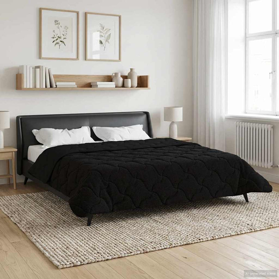 Zomer Dekbed Zwart 200 x 200 cm Microfiber en Teddy fleece