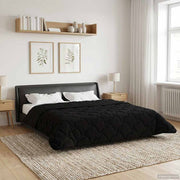 Zomerdekbed 200x240 cm microfiber teddy fleece zwart