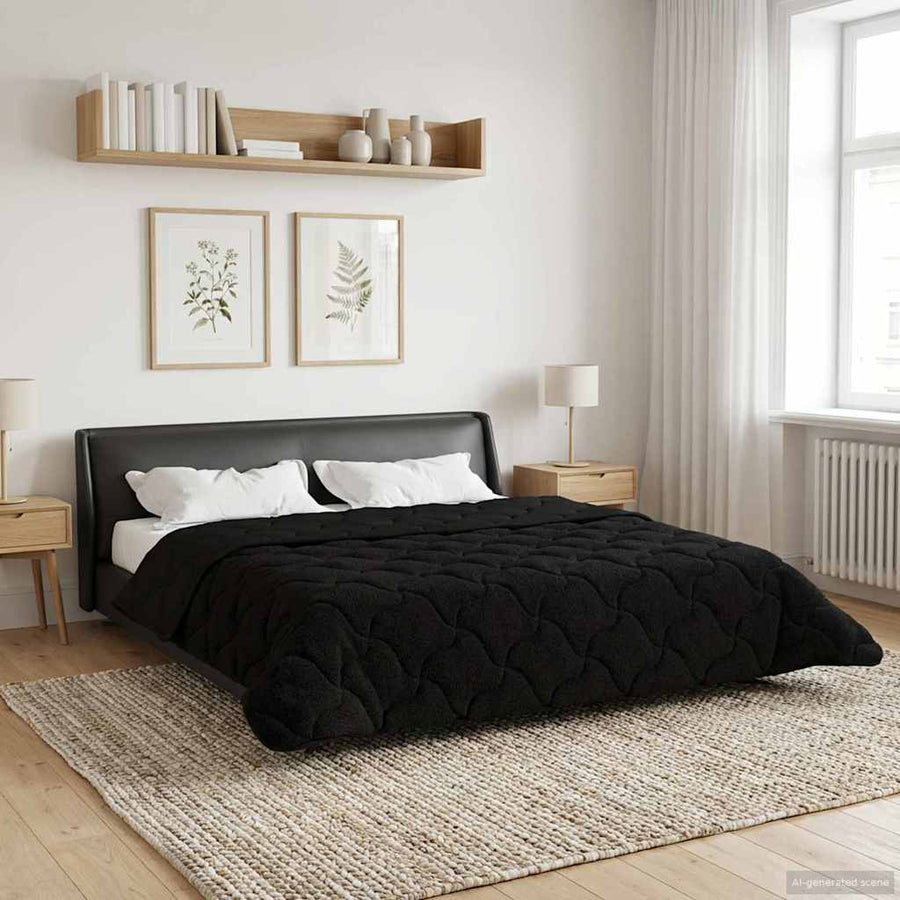 Zomer Dekbed Zwart 200 x 240 cm Microfiber en Teddy fleece