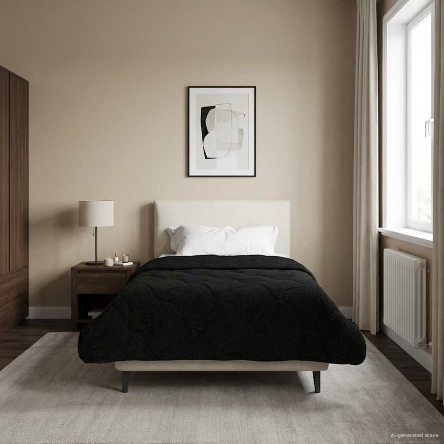 Zomer Dekbed Zwart 135 x 200 cm Microfiber en Teddy fleece