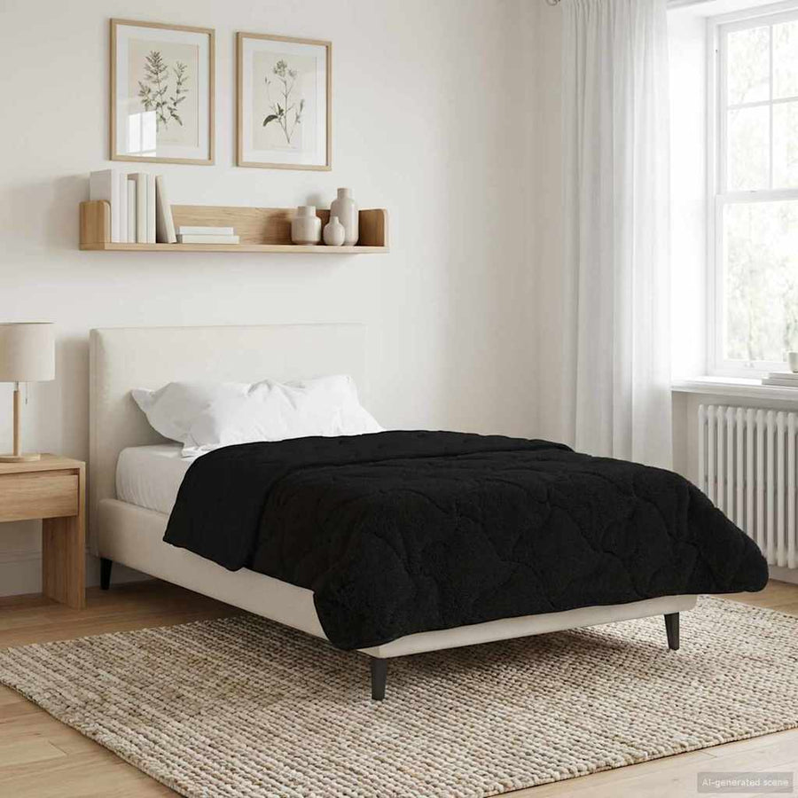 Zomer Dekbed Zwart 140 x 220 cm Microfiber en Teddy fleece