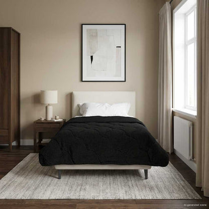 Zomer Dekbed Zwart 140 x 220 cm Microfiber en Teddy fleece