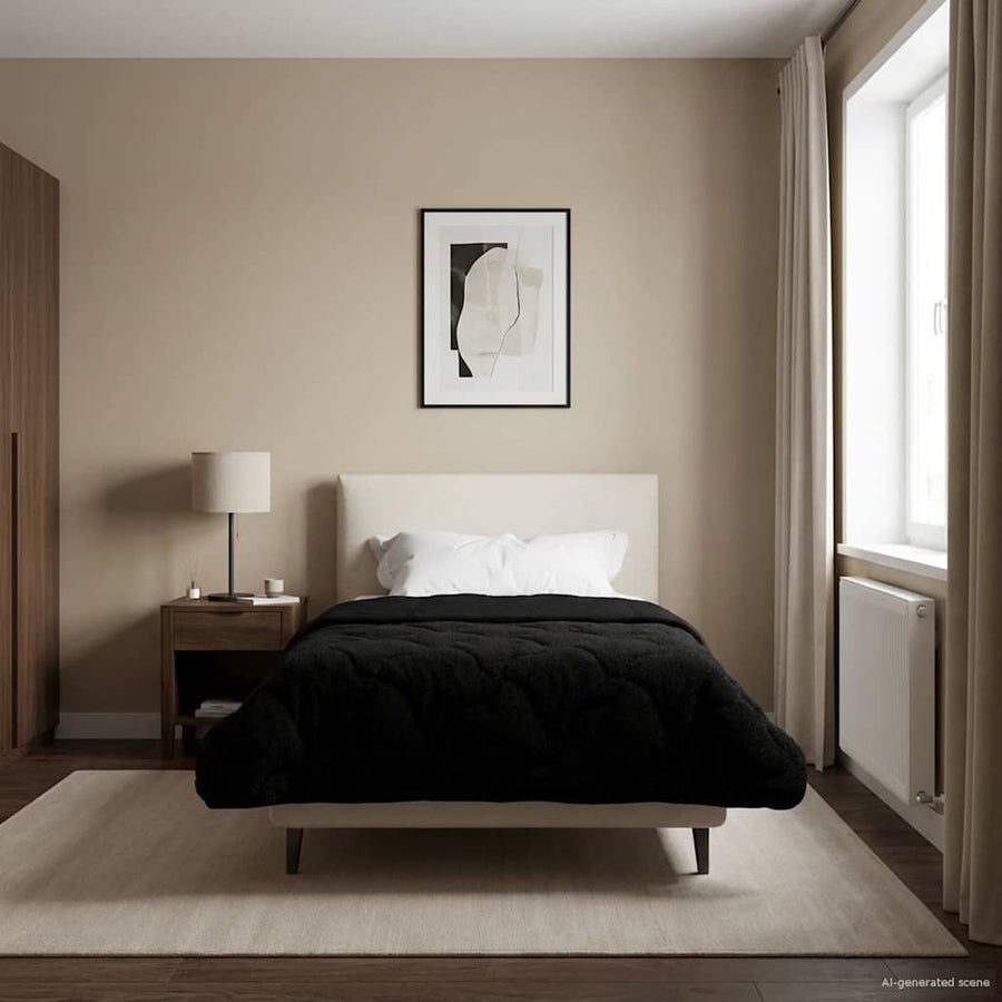 Zomer Dekbed Zwart 155 x 220 cm Microfiber en Teddy fleece