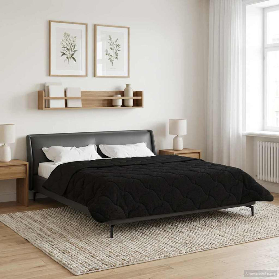 Zomer Dekbed Zwart 200 x 220 cm Microfiber en Teddy fleece