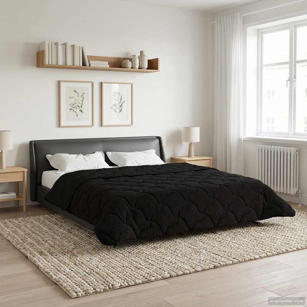 Zomer Dekbed Zwart 220 x 240 cm Microfiber en Teddy fleece