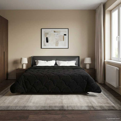 Zomer Dekbed Zwart 220 x 240 cm Microfiber en Teddy fleece