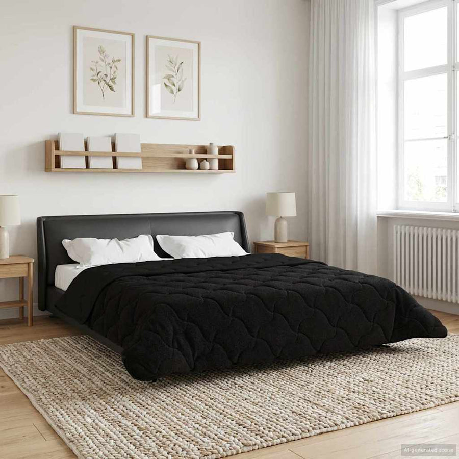 Zomer Dekbed Zwart 220 x 260 cm Microfiber en Teddy fleece