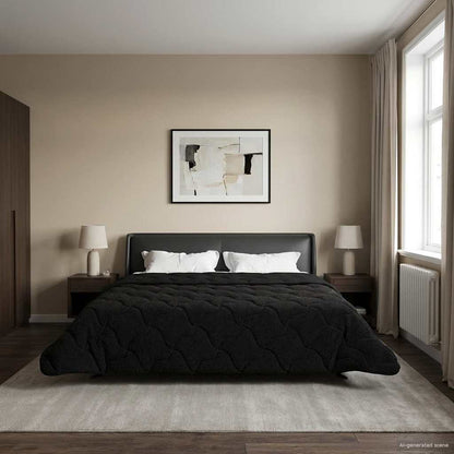 Zomer Dekbed Zwart 220 x 260 cm Microfiber en Teddy fleece