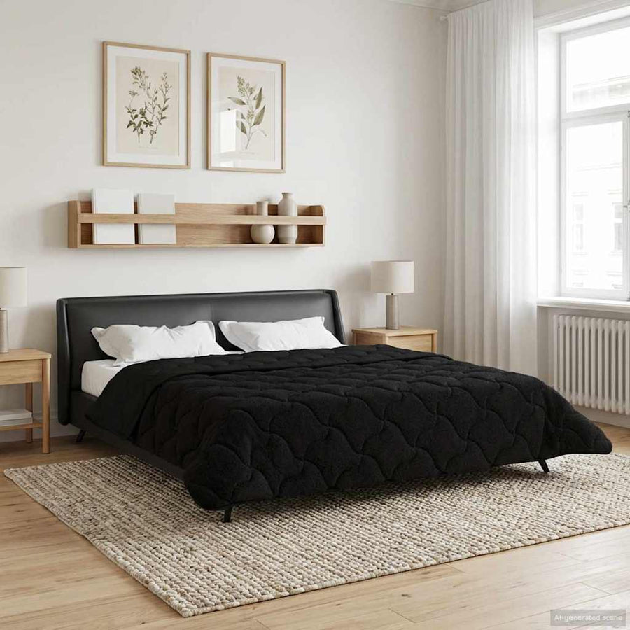 Zomer Dekbed Zwart 240 x 260 cm Microfiber en Teddy fleece