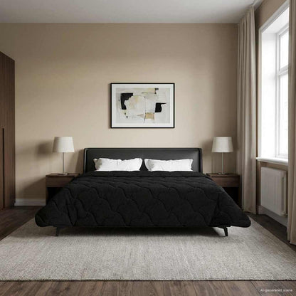 Zomer Dekbed Zwart 240 x 260 cm Microfiber en Teddy fleece