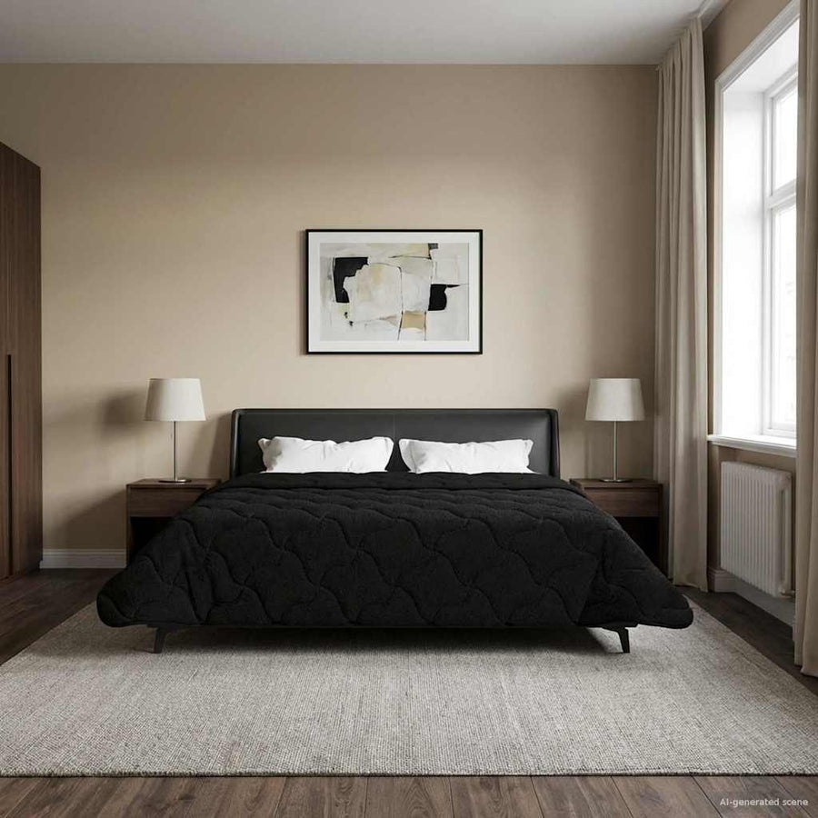Zomer Dekbed Zwart 240 x 260 cm Microfiber en Teddy fleece