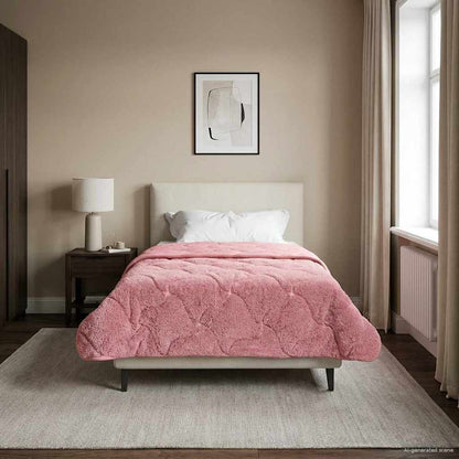 Zomer Dekbed Roze 135 x 200 cm Microfiber en Teddy fleece