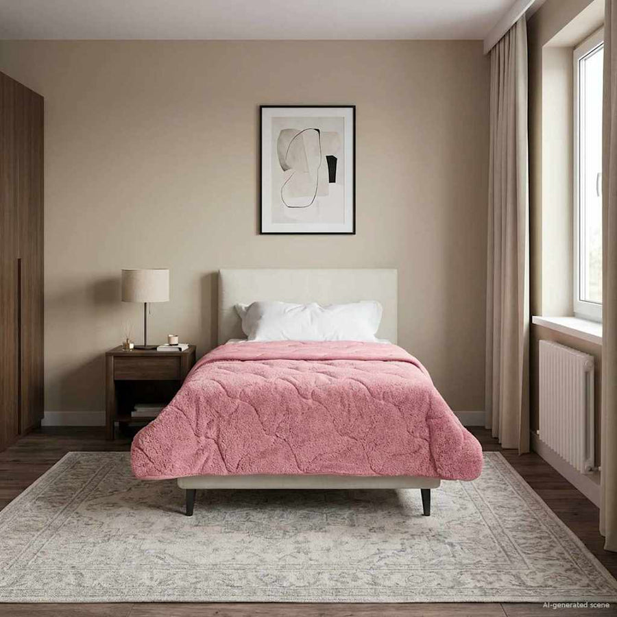 Zomer Dekbed Roze 140 x 220 cm Microfiber en Teddy fleece