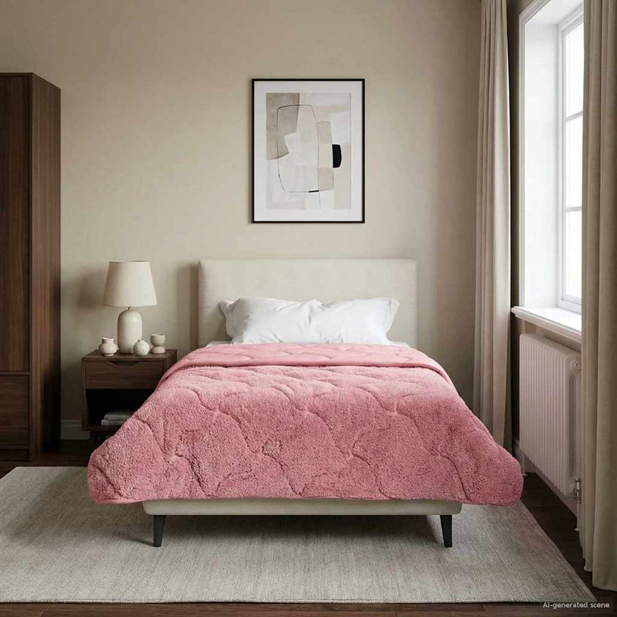 Zomer Dekbed Roze 155 x 200 cm Microfiber en Teddy fleece
