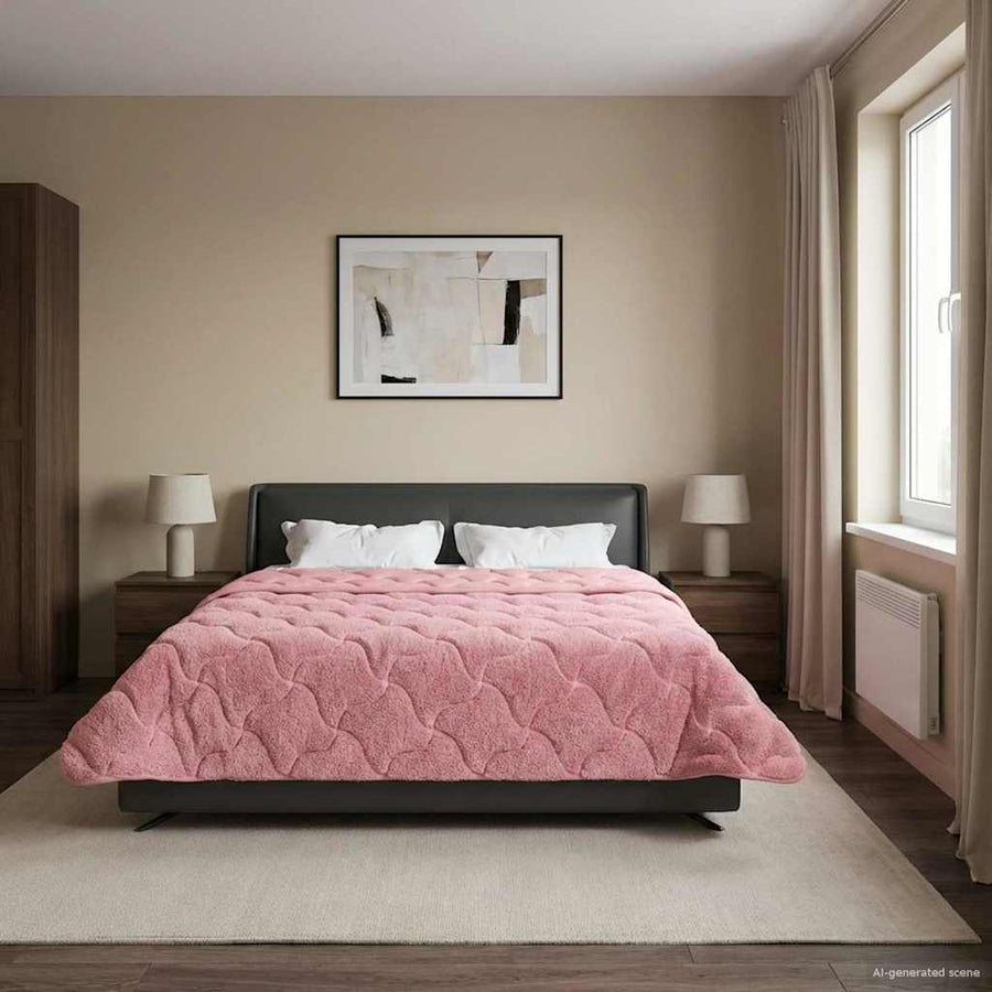 Zomer Dekbed Roze 200 x 200 cm Microfiber en Teddy fleece