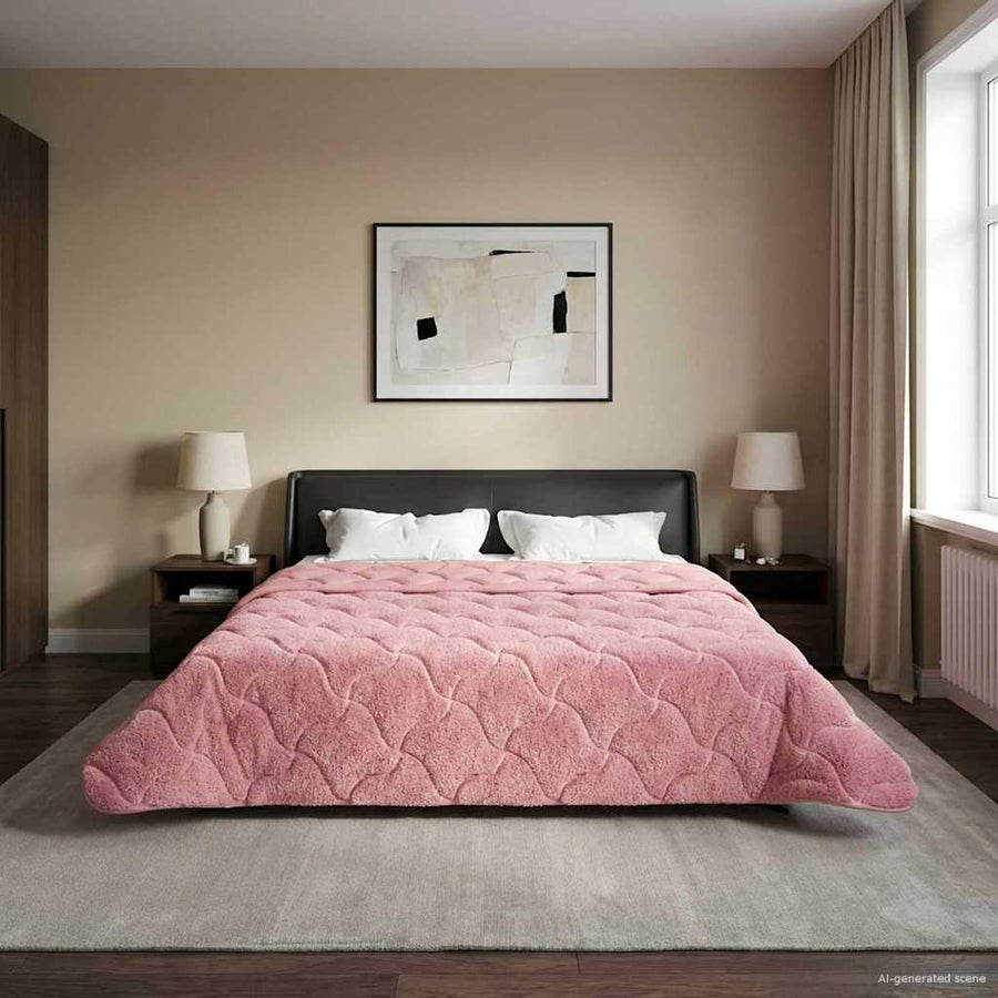 Zomer Dekbed Roze 200 x 240 cm Microfiber en Teddy fleece