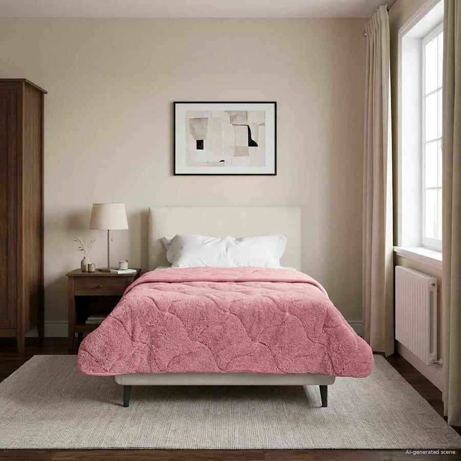 Zomer Dekbed Roze 155 x 220 cm Microfiber en Teddy fleece