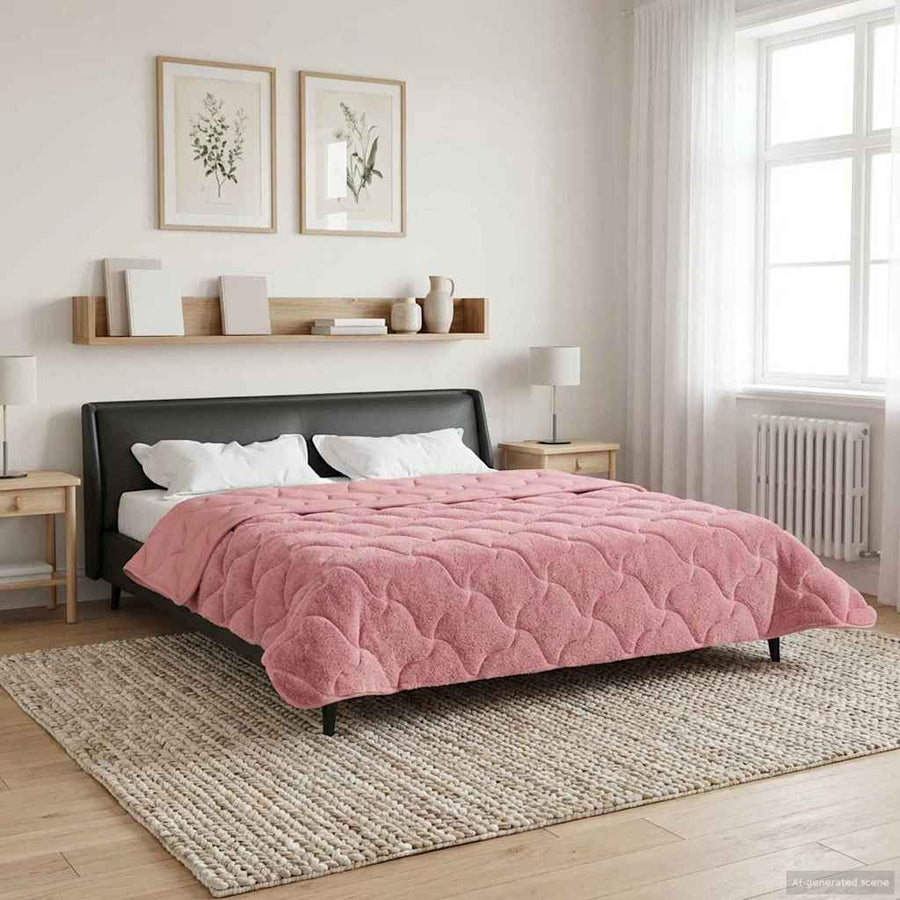 Zomer Dekbed Roze 200 x 220 cm Microfiber en Teddy fleece