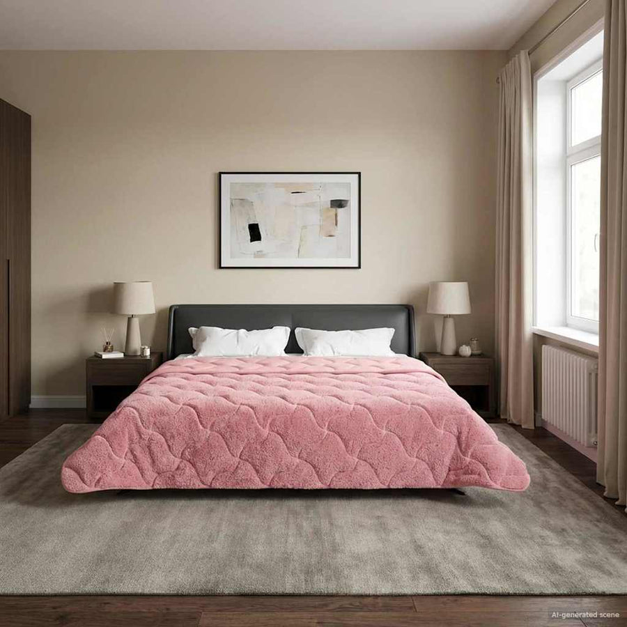 Zomer Dekbed Roze 200 x 220 cm Microfiber en Teddy fleece