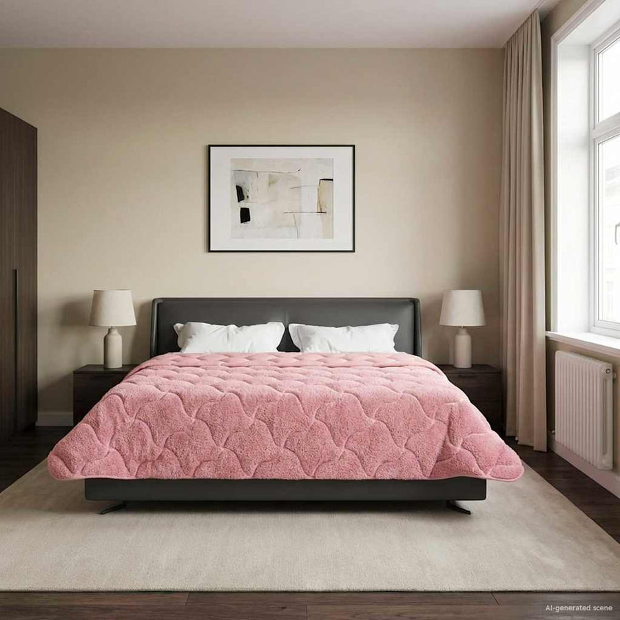 Zomer Dekbed Roze 220 x 240 cm Microfiber en Teddy fleece