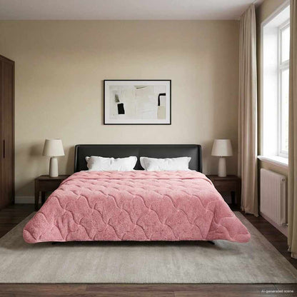 Zomer Dekbed Roze 220 x 260 cm Microfiber en Teddy fleece