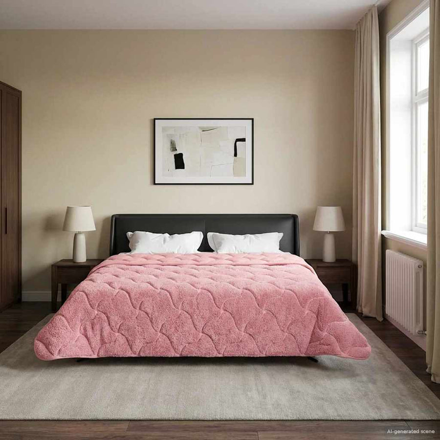 Zomer Dekbed Roze 220 x 260 cm Microfiber en Teddy fleece